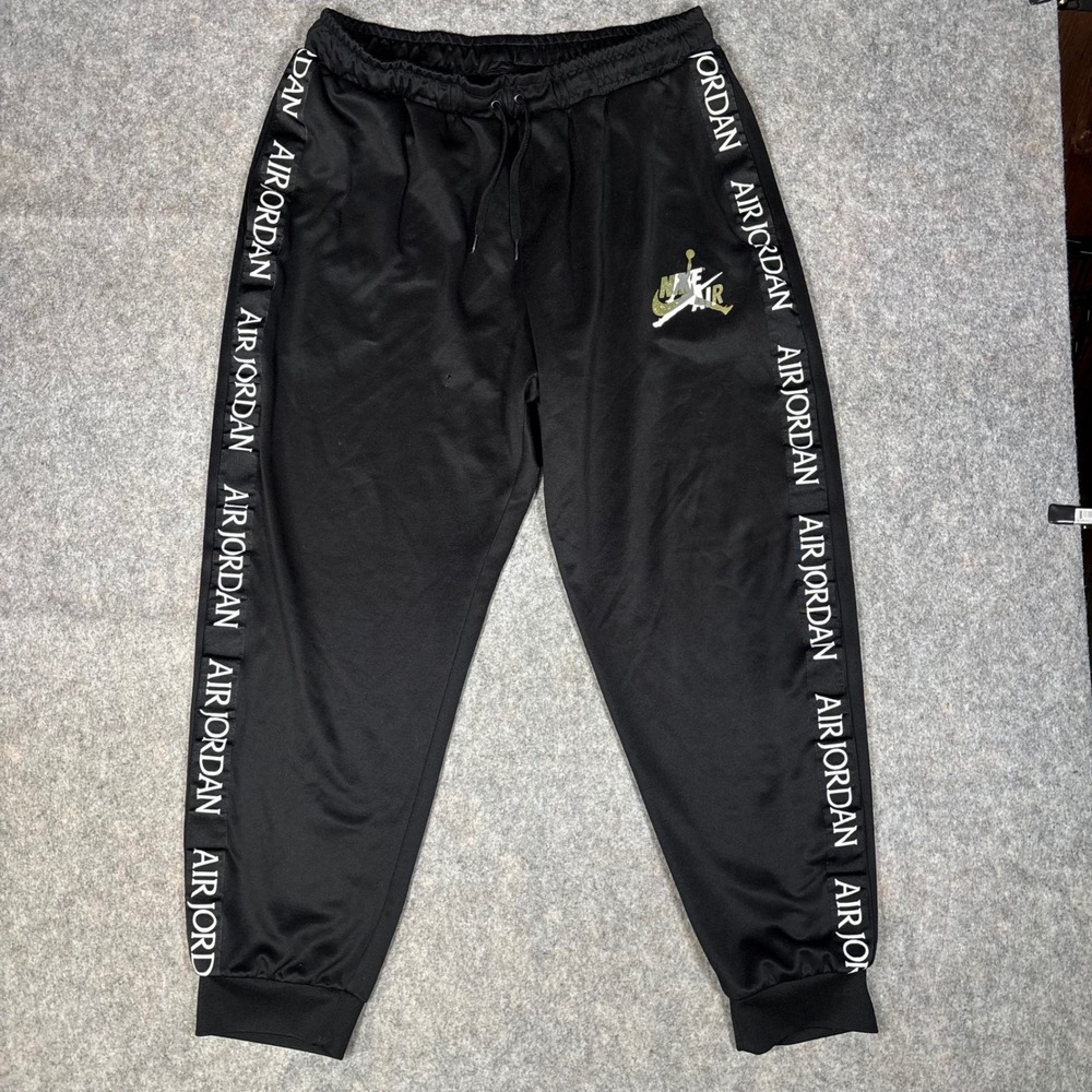 Jordan Track Pants Mens XXL Black Air Jordan Tape Logo CT9373-011 Joggers *HOLE